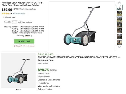 14 Inch American Lawn Mower for $40