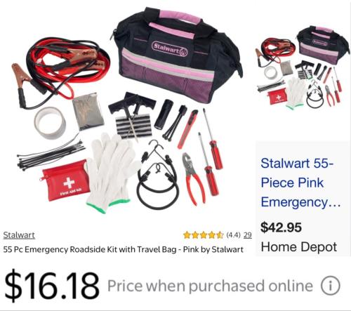 55PC Roadside Emergency Kit for $16