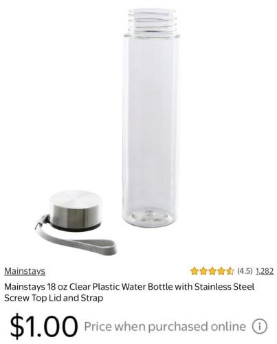 $1 Water Bottle w/ Stainless Steel Lid deal at Walmart