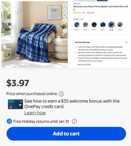 $4 Throw Blankets at Walmart deal at Walmart